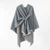 Solid Color Winter Knitted Shawl Wrap With Slit Hem Warm Lightweight Cape Women Men Street Style