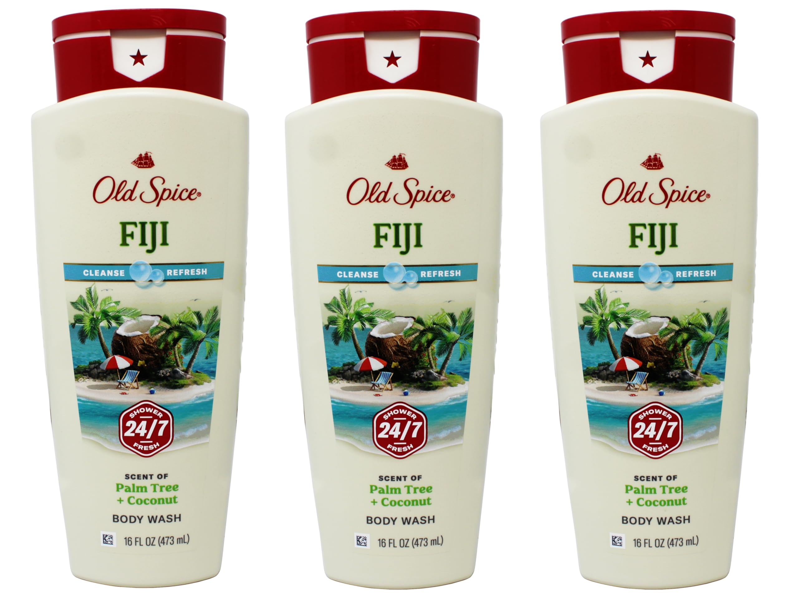

Old Spice Fiji Body Wash 16 fl oz (473 mL) × 3 Pack – Men’s Liquid Body Wash, Palm Tree + Coconut Scent