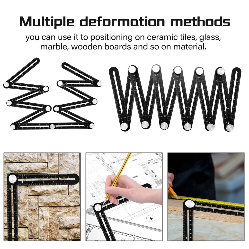 12 Fold Aluminium Alloy Ruler Multi Angle Measuring Rulers Ceramic Tile Opening Positioning