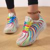 Colorful Graffiti Low-Top Lace-Up Women's Canvas Flats - Plus Size Available, 2025 New Style