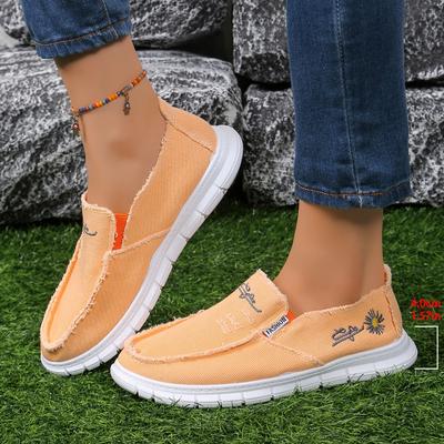 Heren Dames Gewassen Canvas Instappers, Premium Casual Werk Platte Stof Sneakers