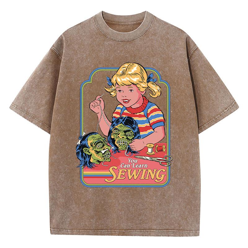 Můžete se naučit šít Potisk Dámské Opotřebované Tričko Letní Prodyšné Pratelné Tričko Streetová Móda Trička Ležérní Sportovní Cool Trička