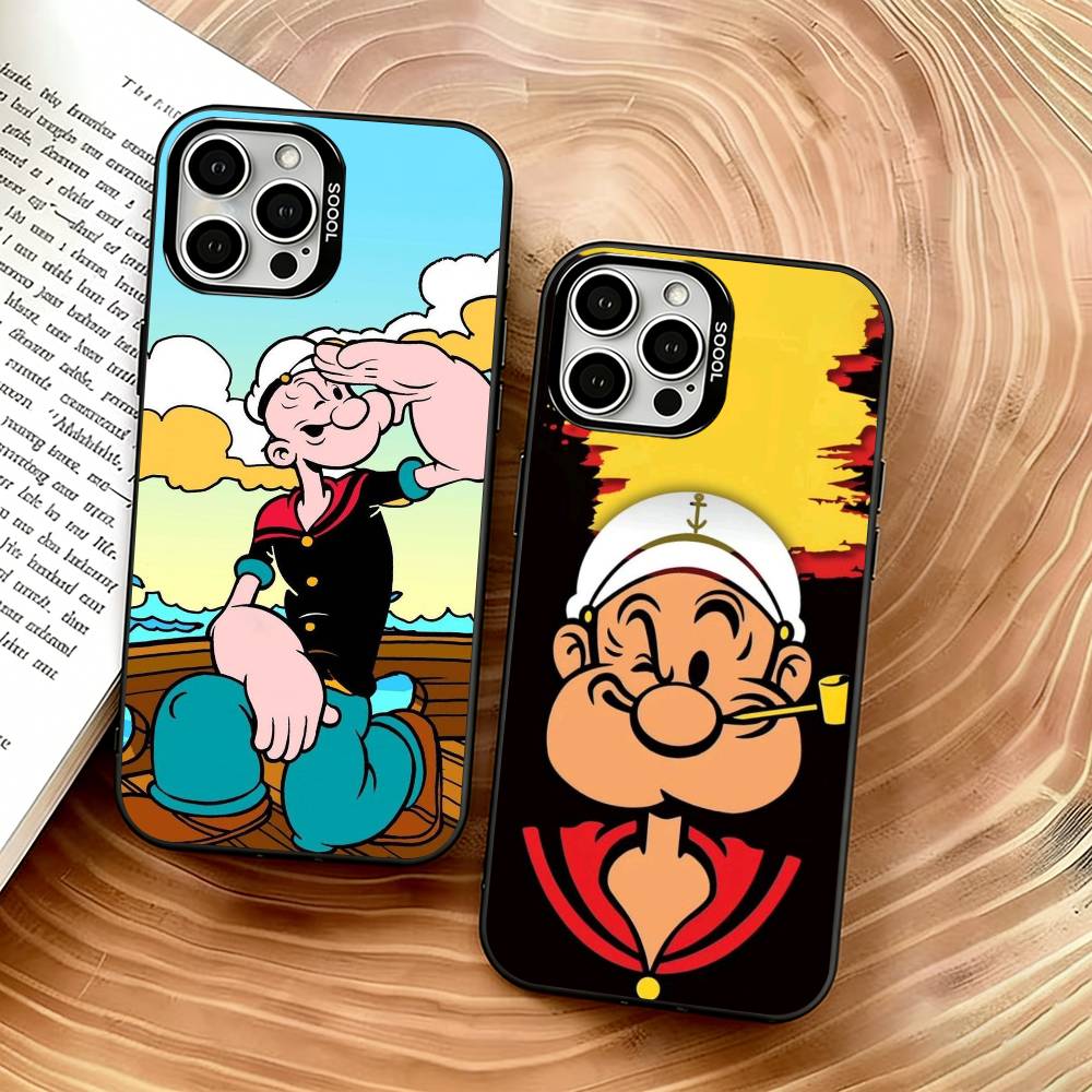 Cartoon Sailor Phone Case For iPhone 17,16,15,14,13,12,11 Plus,Pro Max,XS,Colored Silver Plated Inside Cover