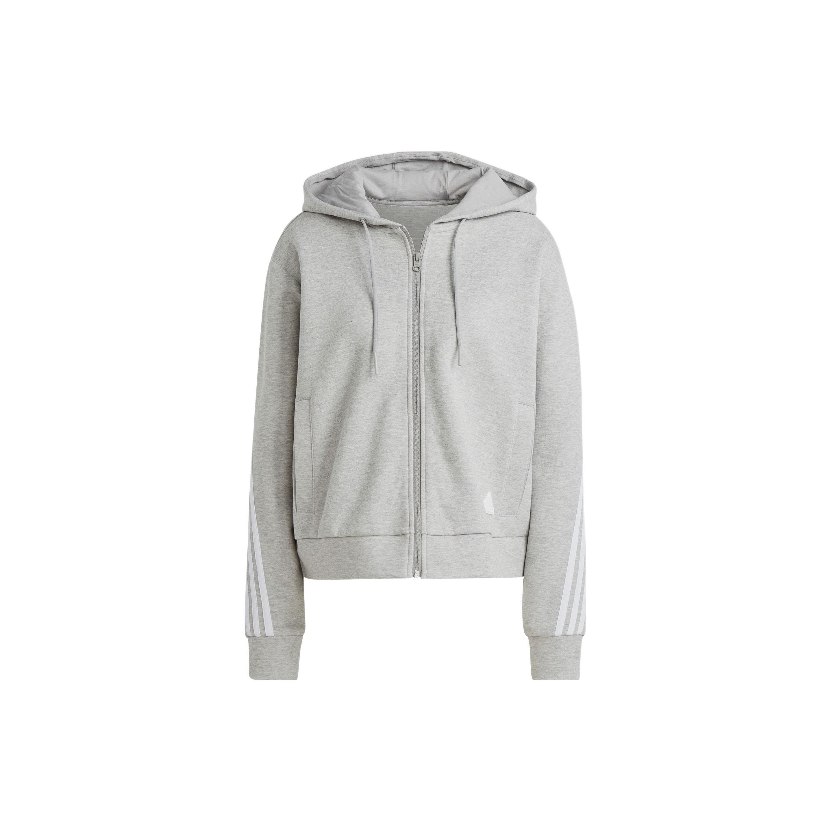 adidas Women s Future Icons 3-Stripes Full-Zip Hooded Sweat Jacket Medium Grey Heather IB8511 XL