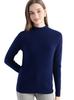 Women's Slimming Wool Long-Sleeve Half-High Neck Top - Solid Color, Versatile Basic