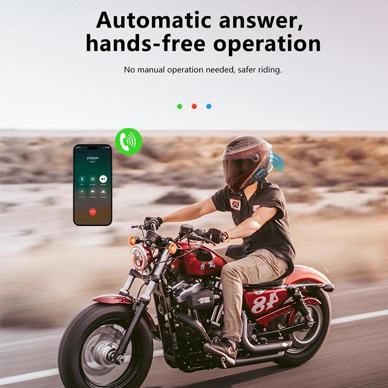 Motorcycle Helmet Headset Bluetooth 5.4 Wireless Hands-Free Call Headset Music Player Waterproof Noise Reduction Headphone for Riders GPS Navigation