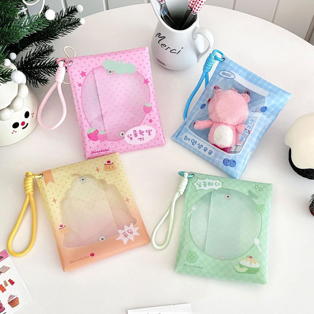Transparent Doll Display Bag Colorful PVC Doll Carrying Case Dustproof Pouch with Lanyard Pendant Badge Storage Bag Supplies
