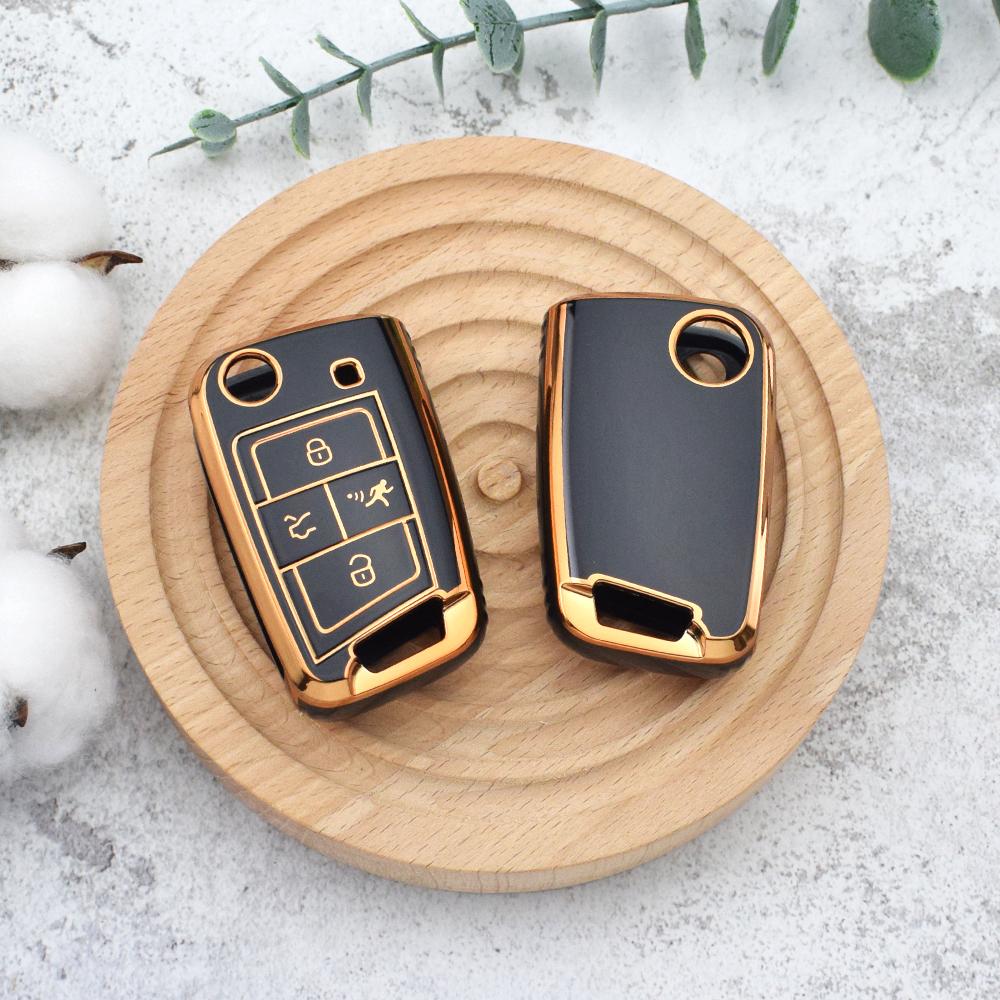 

Для VW Volkswagen Golf 7 MK7 Tiguan MK2 для Seat Ateca Leon FR Ibiza для Skoda Octavia Kodiaq чехол для автомобильного ключа из ТПУ чёрный