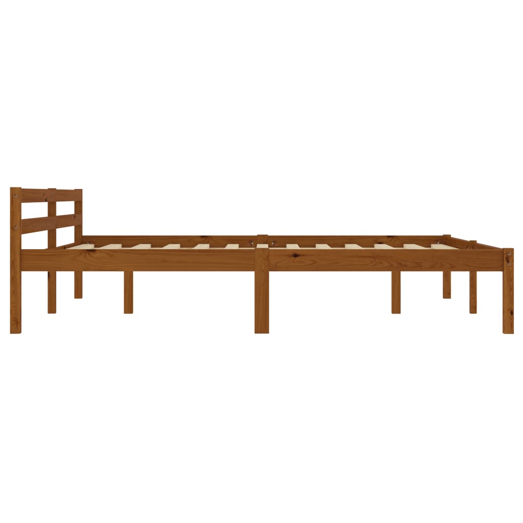Solid Wood Bed Frame Honey Brown Pine 160 X 200 Cm
