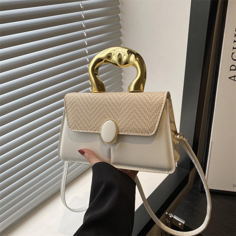 

Premium sense niche handbag versatile popular small square bag shoulder messenger bag solid color commuter women s bag белый