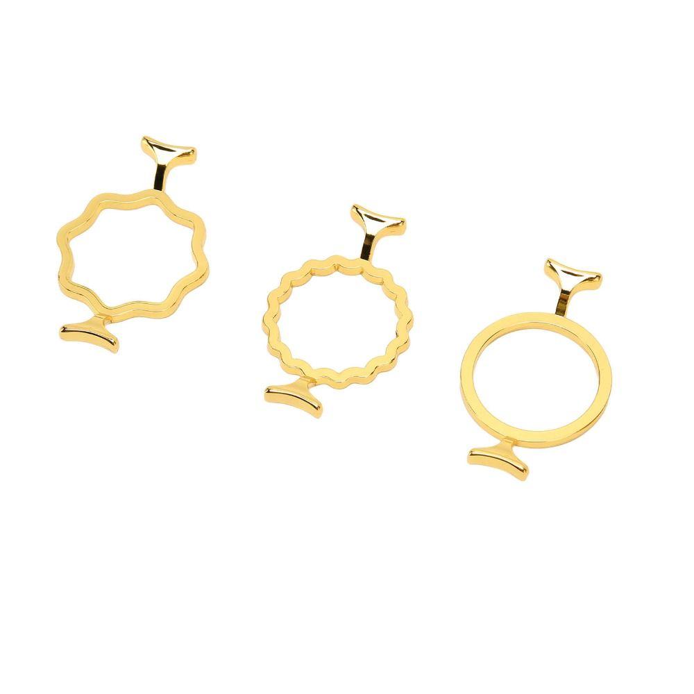 3Pcs Gold Wax Seal Stamp Rings 3 Shapes Wax Seal Stamp Mold Durable Wax Seal Rings  Document Sealing