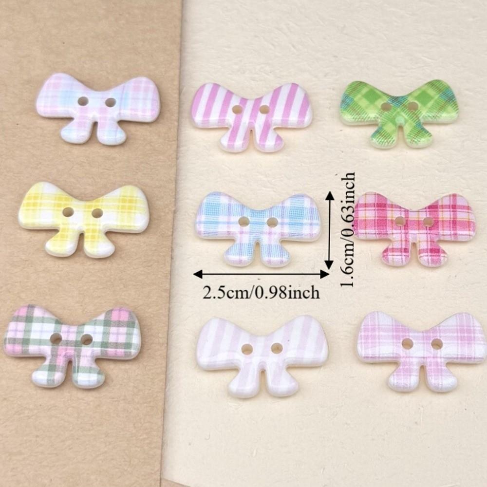40 Stuks Kleurrijke Creatieve Strikknoppen Hars Modieuze Strikknoopjes Zoete Leuke Ruitjes Streepjes Knoppen Kleding Accessoires