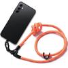Protective Case - Samsung - Galaxy A54 5G - Black TPU - Sturdy Orange Cord - Shockproof