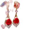 Elegante Rosen-Anhänger Wassertropfen-Ohrringe für Damen - Personalisierter Luxus Retro Temperament Mode
