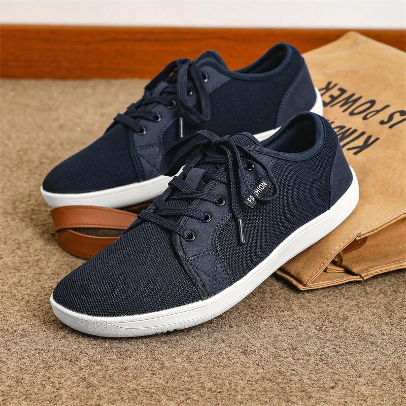 New Wide-headed Barefoot Shoes Lightweight Soft-soled Men's Outdoor Sports Shoes Low-top Lace-up Mesh Breathable Casual