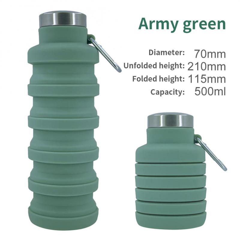 Outdoor Activity Travel Athletic Cup Bpa Free Folding Silicone Water Bottle Portable Retractable Drinking Cup Dropshipping With Carabiner
