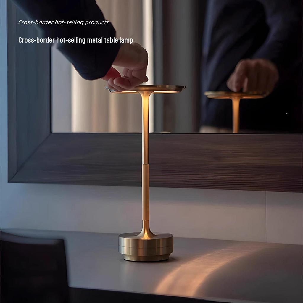 LED Touch Table Lamp - Minimalist Retro Cafe Style, USB Rechargeable