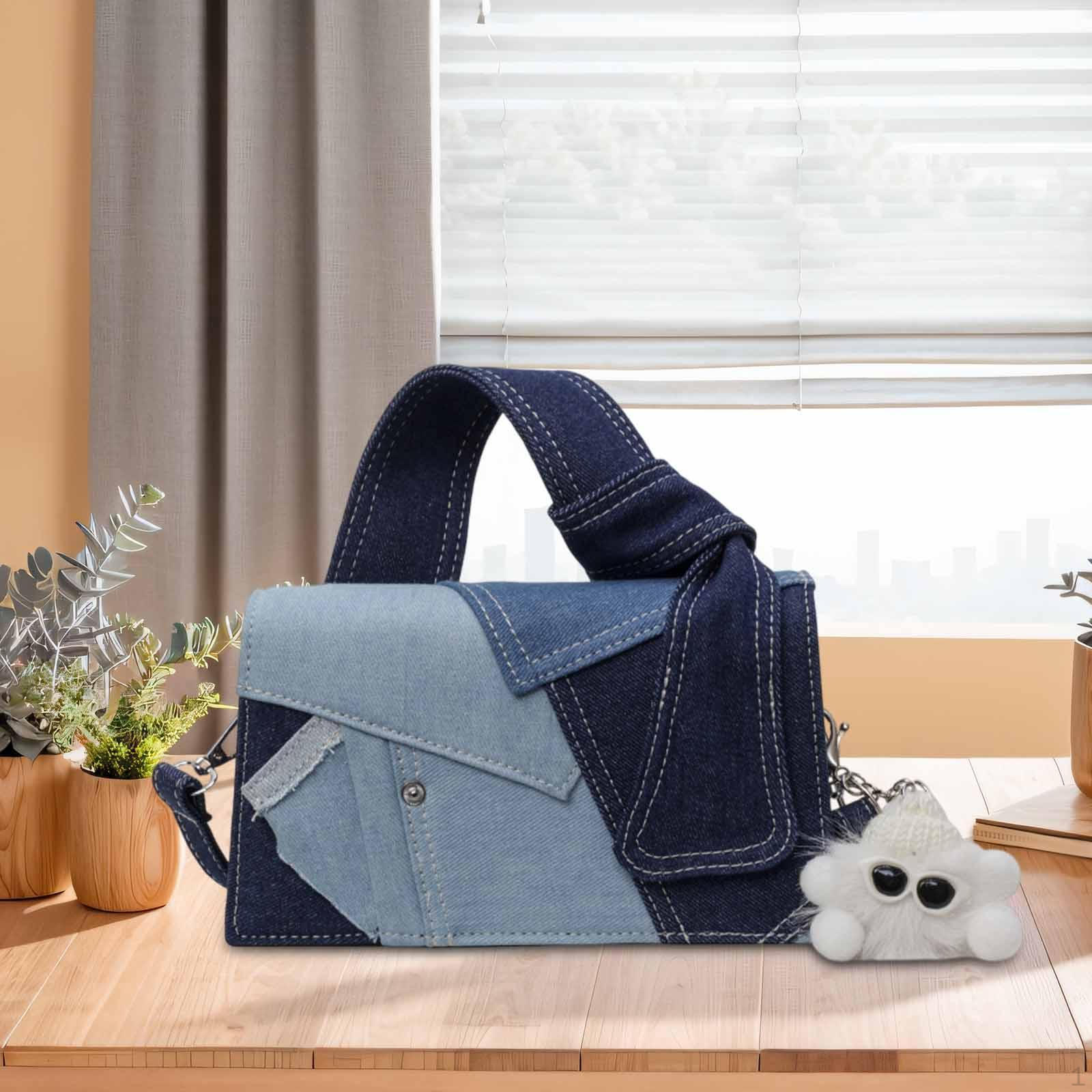 

Women Denim Bag ,Patchwork Shoulder for Evening ,Teen Girl Work Ladies Party