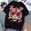 Glasses Tiger T-shirt Women's New Style Fun and Weird Flavor Versatile Short Sleeve Top Trendy Women T Shirt Y2k Top Graphic