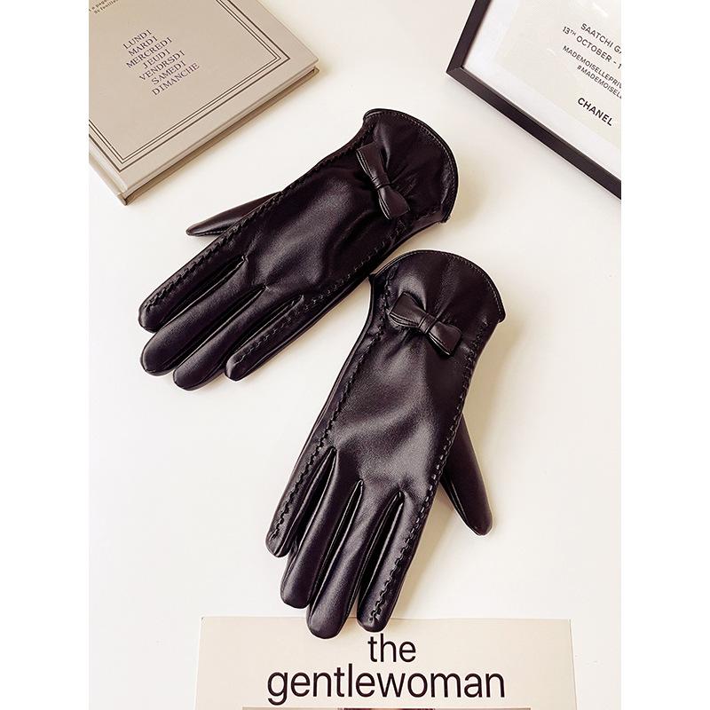 

Женские зимние с узором под овчину, холодо- и теплозащитные, с плюшевой подкладкой, водонепроницаемые и ветрозащитные, с сенсорным экраном, с бантом, для катания на открытом воздухе one size fits all