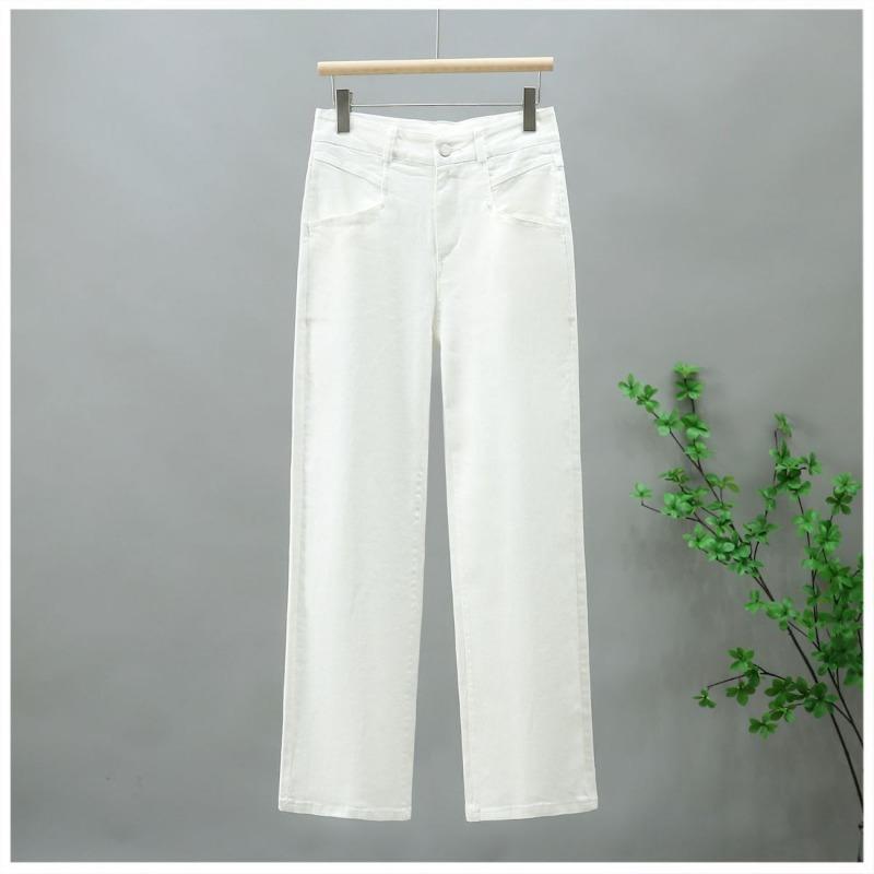 Жіночі бежеві джинси вільного крою з високою талією, довжина 9/10, повсякденні джинсові штани