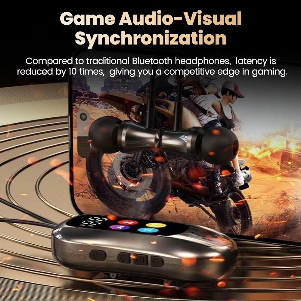 LED Screen Lavalier Bluetooth Earphones Card Insertion Wireless Headphones  Support SD Card