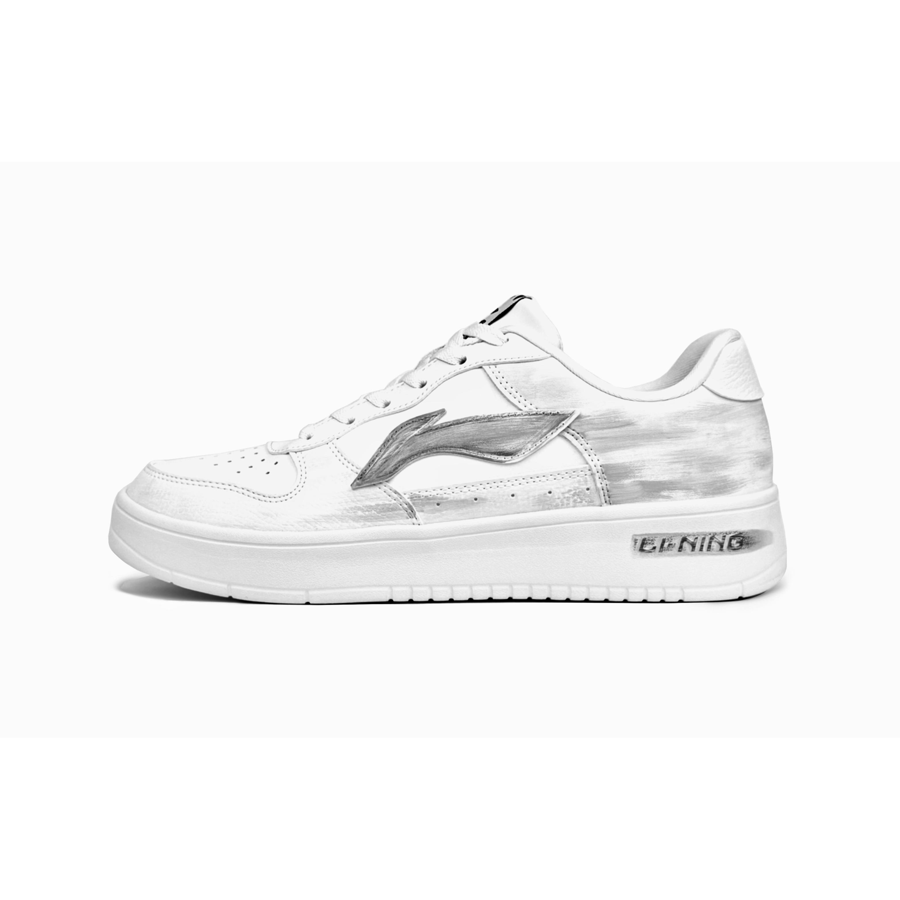 Li Ning Floating Boat Slip Resistant Abrasion Resistant Low top Skateboard Shoes Men s White Gray AGCS419-1(Team228-)