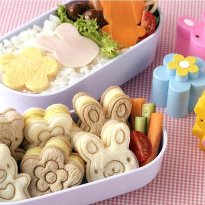 Cartoon Rabbit & Bear Sandwich Mold and Cookie Embosser Set