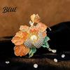 Long-lasting Brooch Women Sparkling Rhinestones Imitation Pearl Flower Shape Lapel