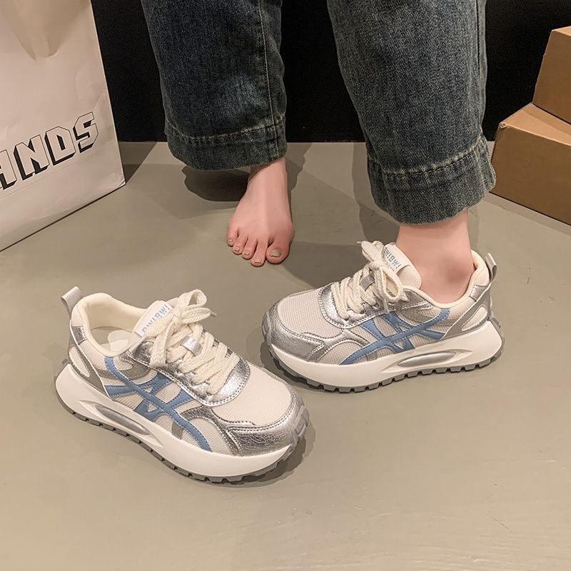 

Women s spring and summer fashion versatile women s shoes summer mesh shoes women s breathable mesh women s thick soles 35 срібний