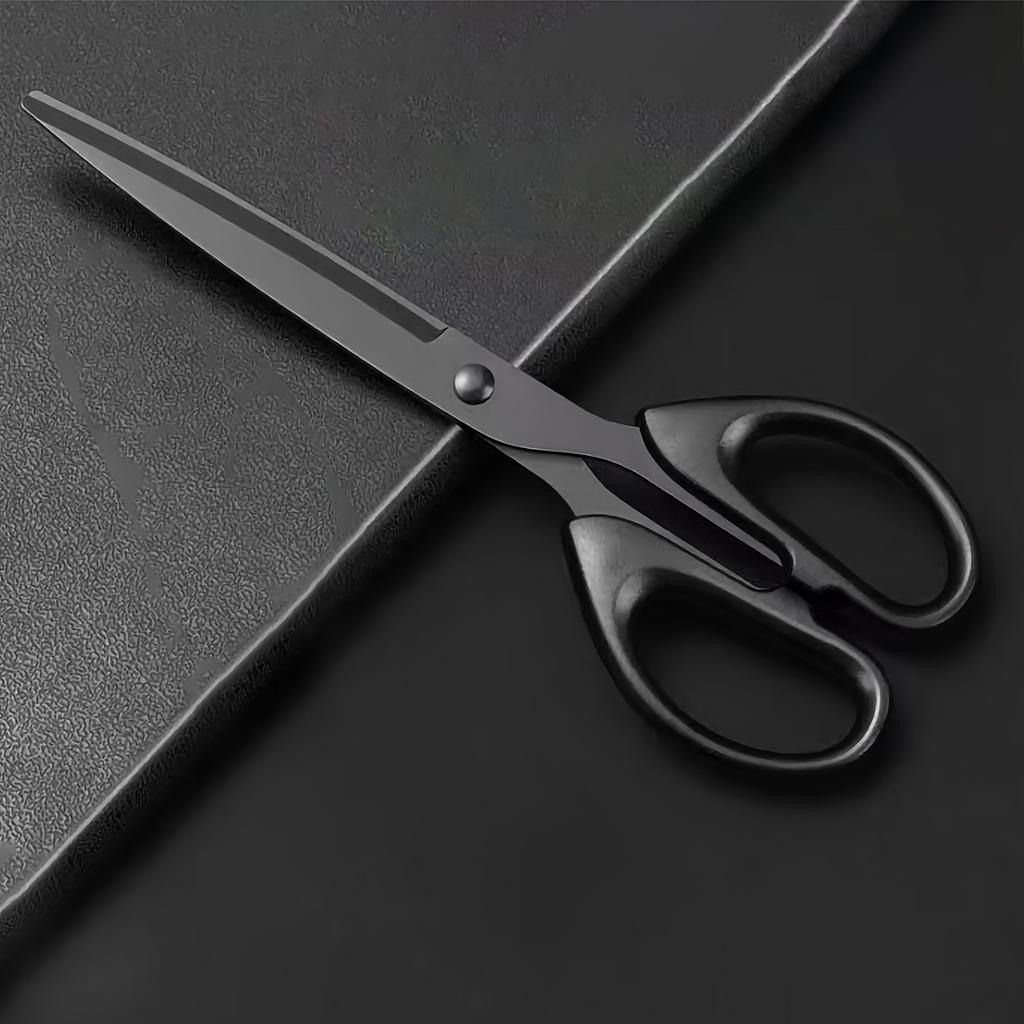 1pc Large Thickened Black Edge Scissors, Blackening Anti-rust Craft, With Non-stick Coating, Widely Suitable For Daily Home, Office, Art Paper Cutting