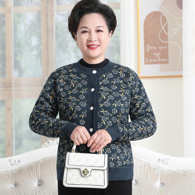 

Мама осень повседневное короткое пальто свободное новое одежда для женщин среднего и пожилого возраста осень и зима легкая маленькая хлопковая куртка 4XL (recommended 130-72.5 kg)