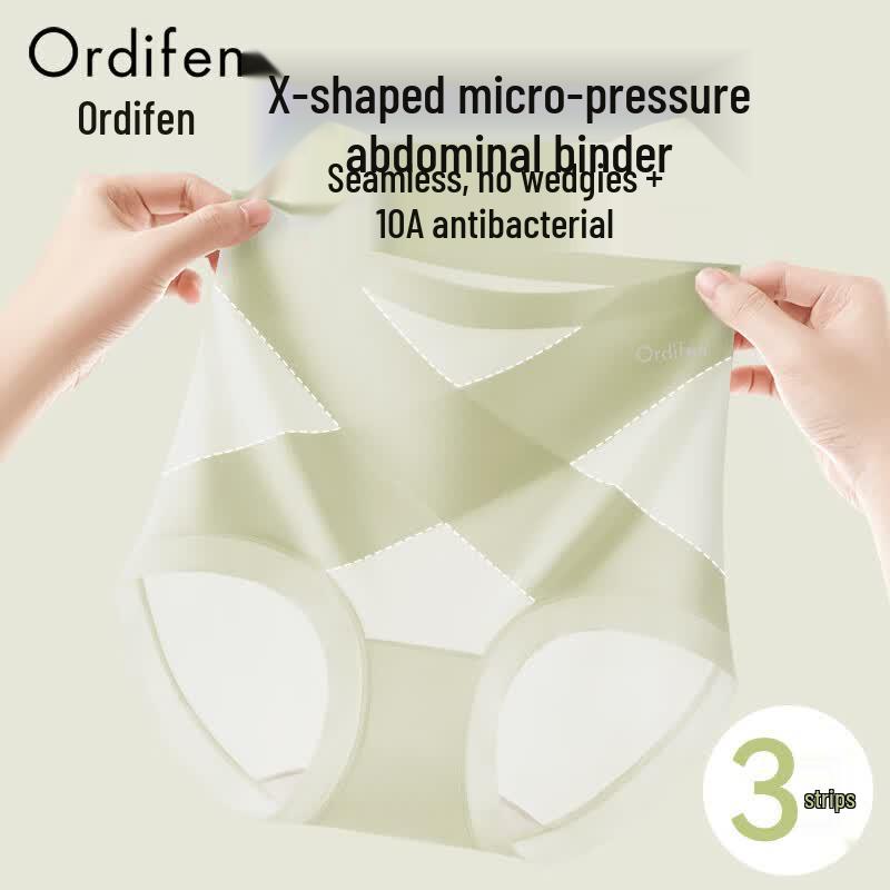 Oudifen Women s Seamless Ice Silk High Waist Tummy Control Briefs XL