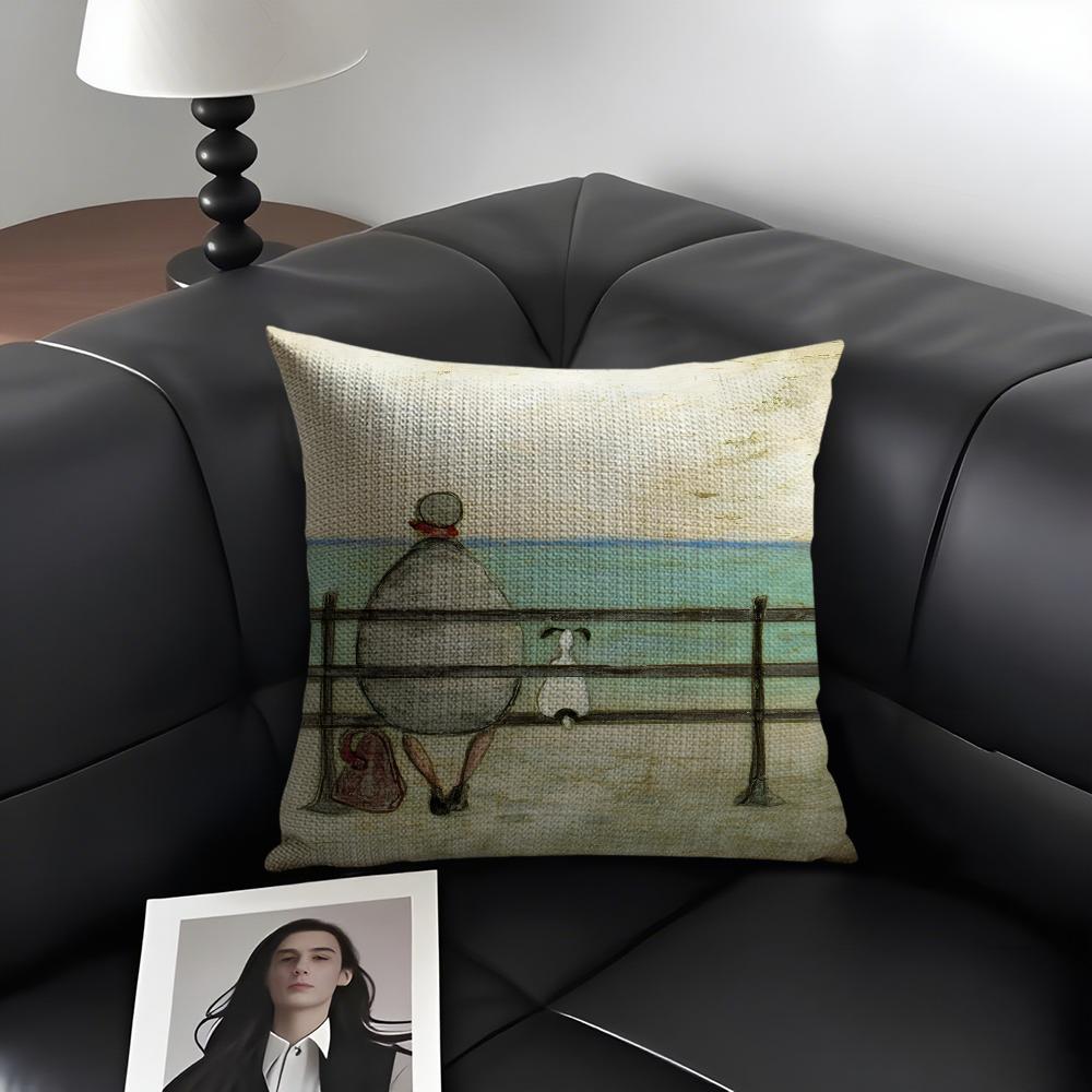 Sam Toft Art Cushion Cover Natural Linen Organic Fabric DoubleSided Printing Sofa Home Decor Gift Pillow Case