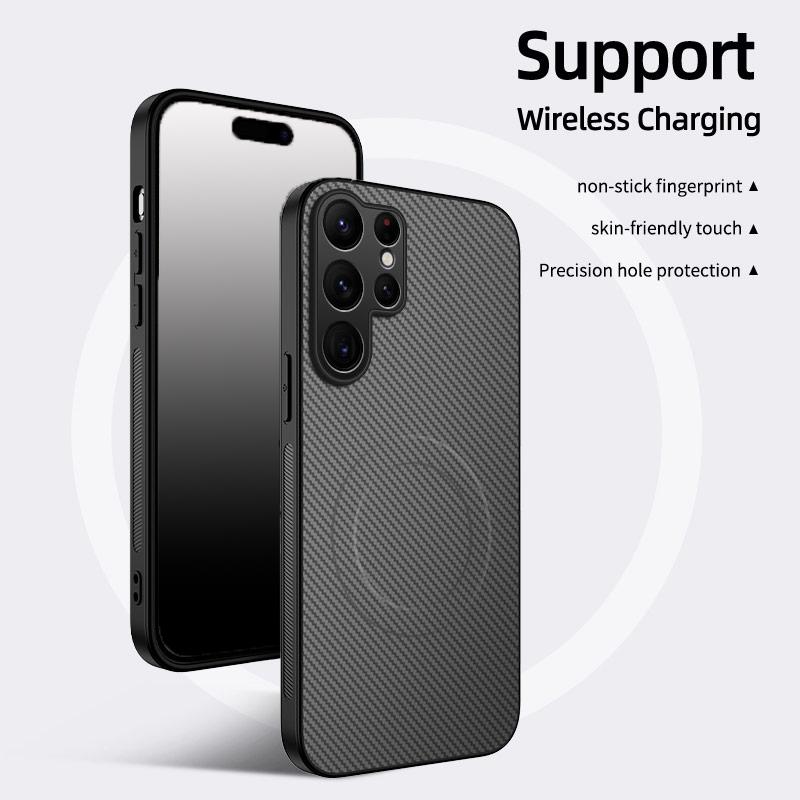 Magsafe Magnetic Wireless Charging Luxury Solid Color Matte Carbon Fiber Phone Case For Samsung Galaxy S26 Ultra Plus Back Cover