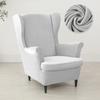 Nordic Solid Color Wing Chair Cover Velvet Stretch Armchair Covers Removable Relax Sofa Slipcovers with Seat Cushion Slipcover