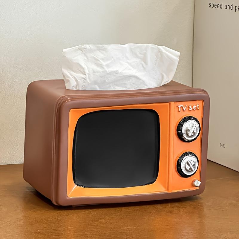 Retro Vintage TV Shape Toilet Paper Holder Storage Box Bathroom Kitchen Home Decor Compact TV-Shaped Container Accessories