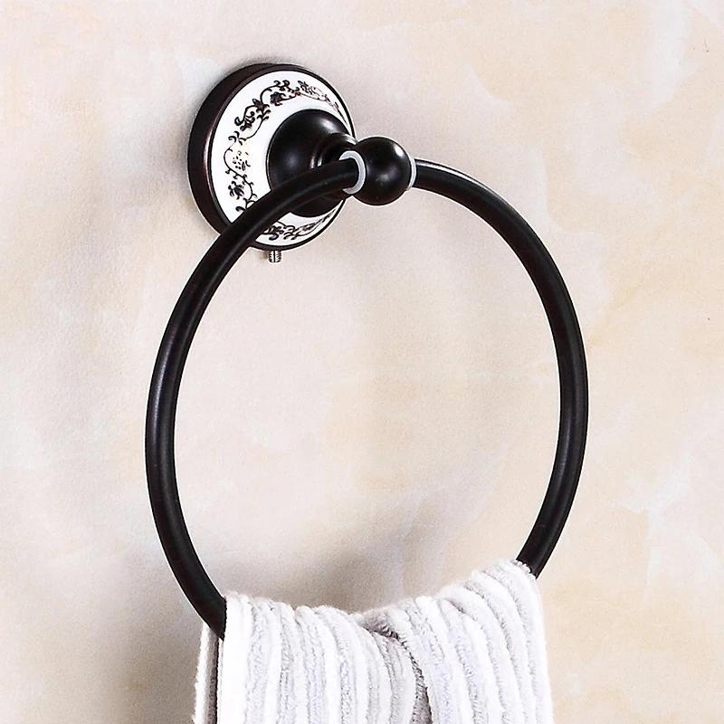 Black poceilain decoration finish copper Brass Bathroom accessories Bath Hardware Set Towel Rack Towel Bar Paper Holder