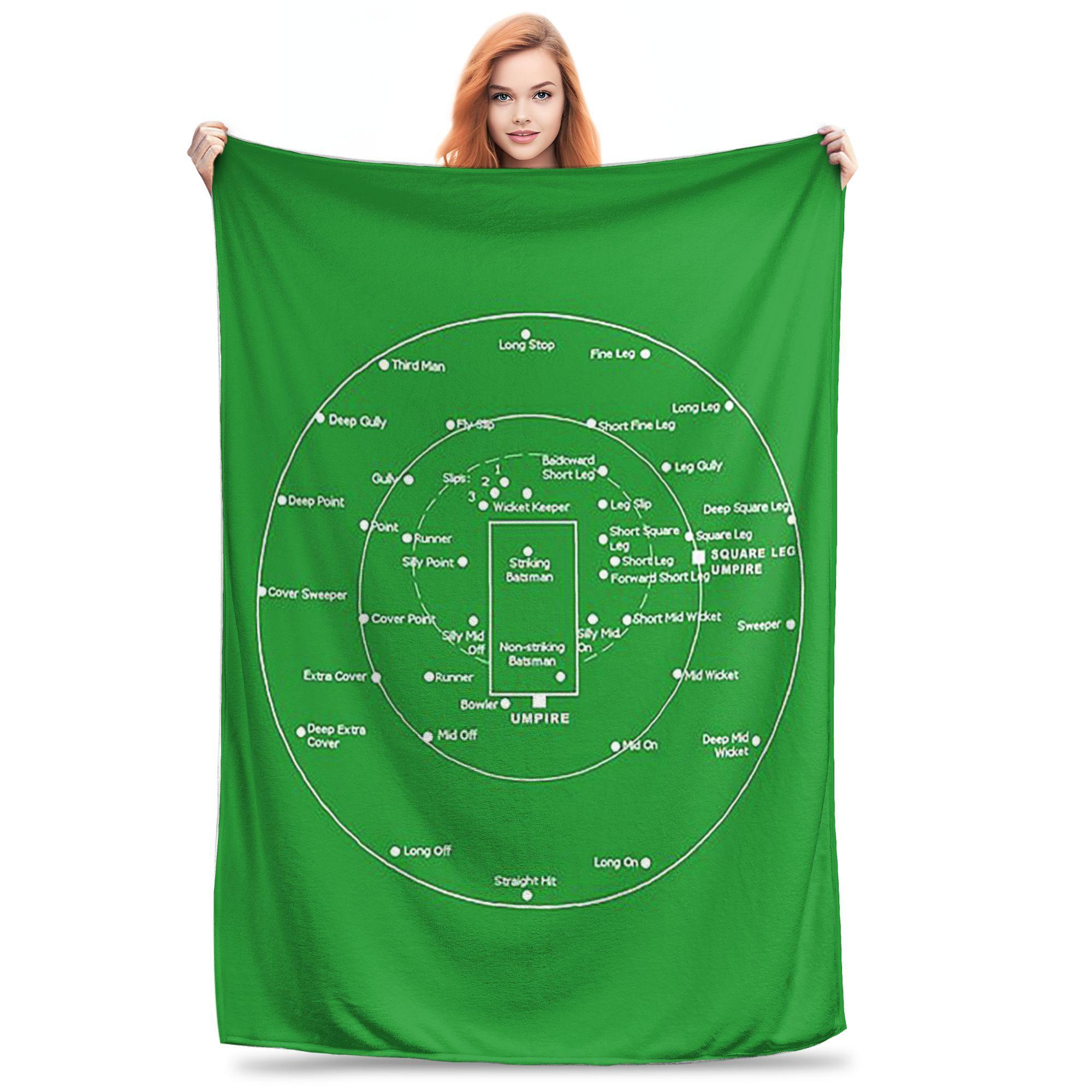 Exquisite Fashion Items Unisex Cricket Pitch Positions Fielding Positions Diagram Blanket Soft Warm Flannel Throw Blanket Bedding For Bed Picnic Travel Home