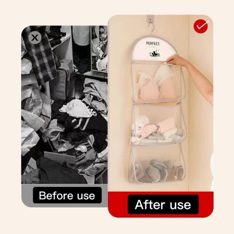 Aufbewahrungsnetz mit großer Kapazität, Schlafsaalschrank, Hängebeutel für Socken und Unterwäsche, Mehrschichtige atmungsaktive Netztasche, Tür-Aufbewahrungstaschen
