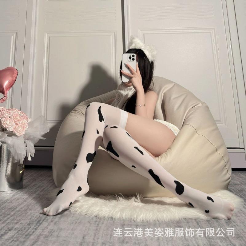 Sexy Cow Socks Cosplay Knee Thigh Socks Pure Desire Bud Cute Pure Stockings Slim Woman