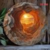 Rustic Round Metal Wall Art Vintage Sunset Desert Iron Sign Home Decor Living Room Porch