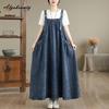 Large Size Spring Autumn Women Denim Sundress Spaghetti Strap Blue Oversized Sleeveless Dress Casual Brief Ladies' Plus Size Dress With Pockets