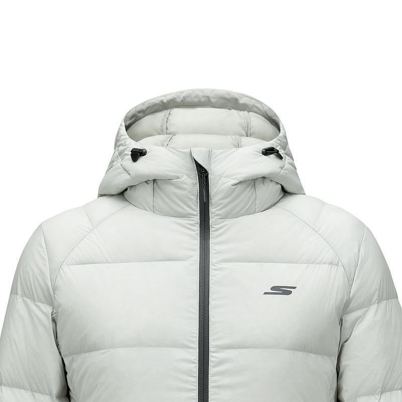 Skechers Windproof Warm Casual Comfortable Down Jacket Women Outerwear Silver-Birch-White P424W229-00C1