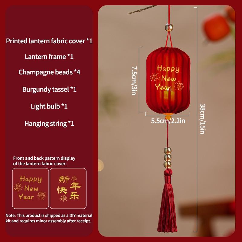 Year New Hanging Ornament Red Glowing Lanterns Chinese Mini Led Red Lantern Spring Festival Hanging Decoration