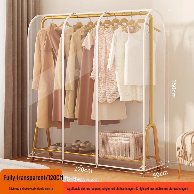 Floor-Standing Transparent Dustproof Coat Rack Cover - Waterproof & Fully Enclosed