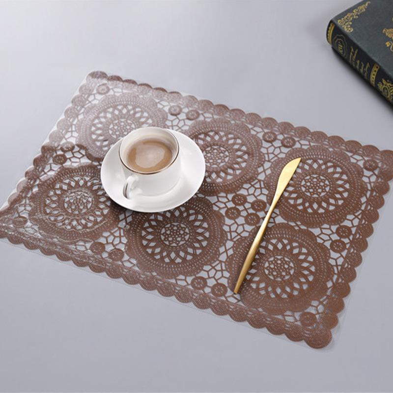 Nordic Style Waterproof Imitation Lace Kitchen Placemat Coaster Soft Home Decor Anti-slip Pvc Pad Dish Mug Coffee Cup Table Mat