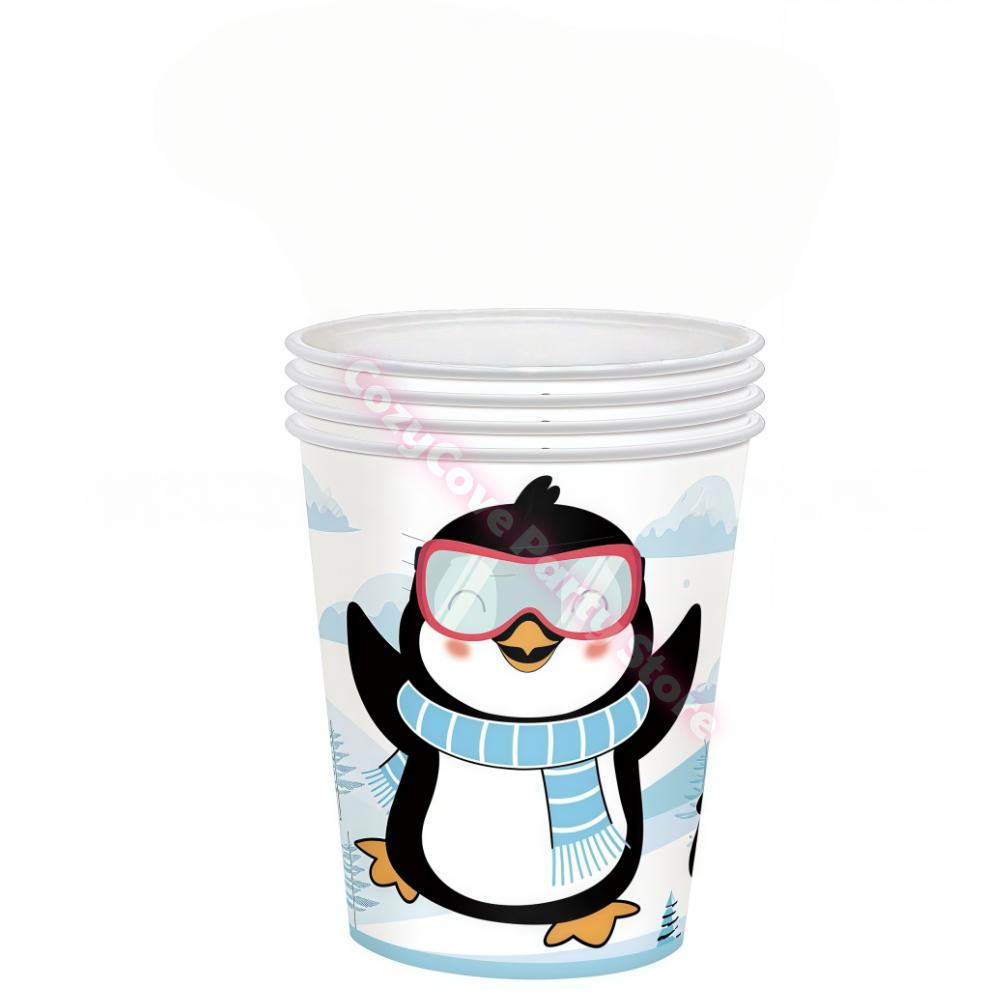 Penguin Theme Birthday Party Supplies Penguin Winter Xmas Banner Cup Plate Balloons For Kids Baby Shower Favor Gifts Photo Props