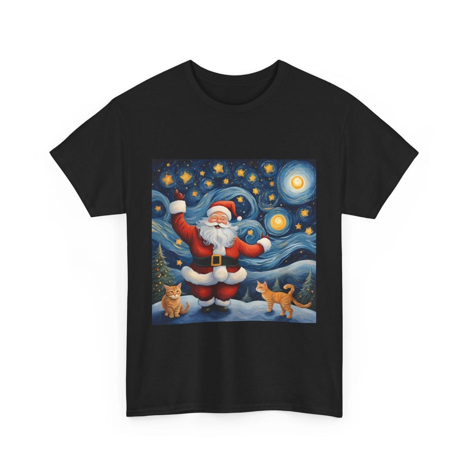 Van Gogh Cat Shirt | Van Gogh Christmas Cat Shirt | Starry Night Cat Shirt | K 3XL