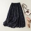 Skirt Woman Slim Pleated Skirt Retro Elastic Waist Plus Size Long Skirt Woman